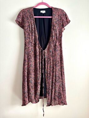 Maison‎ 123 • Floral Gold Metallic Tie Front Dress
